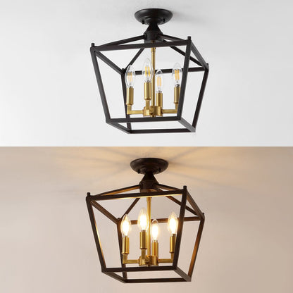 Plains 4-Light Iron Modern Farmhouse Led Flush Mount