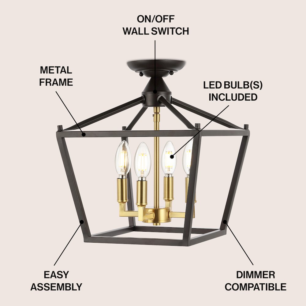Plains 4-Light Iron Modern Farmhouse Led Flush Mount