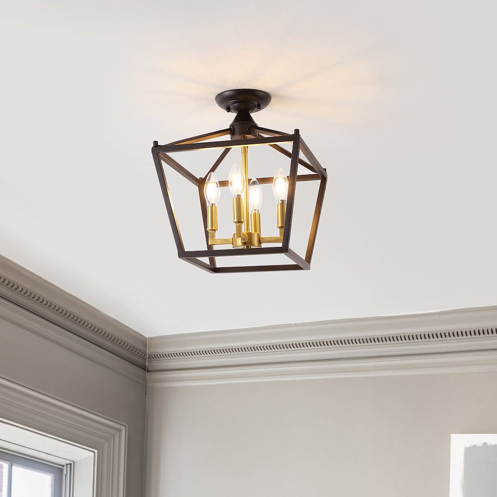 Plains 4-Light Iron Modern Farmhouse Led Flush Mount