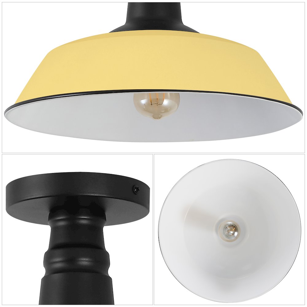Indoor/Outdoor Iron LED Semi Flush Mount, Matte Yellow