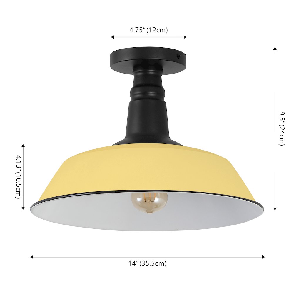 Indoor/Outdoor Iron LED Semi Flush Mount, Matte Yellow