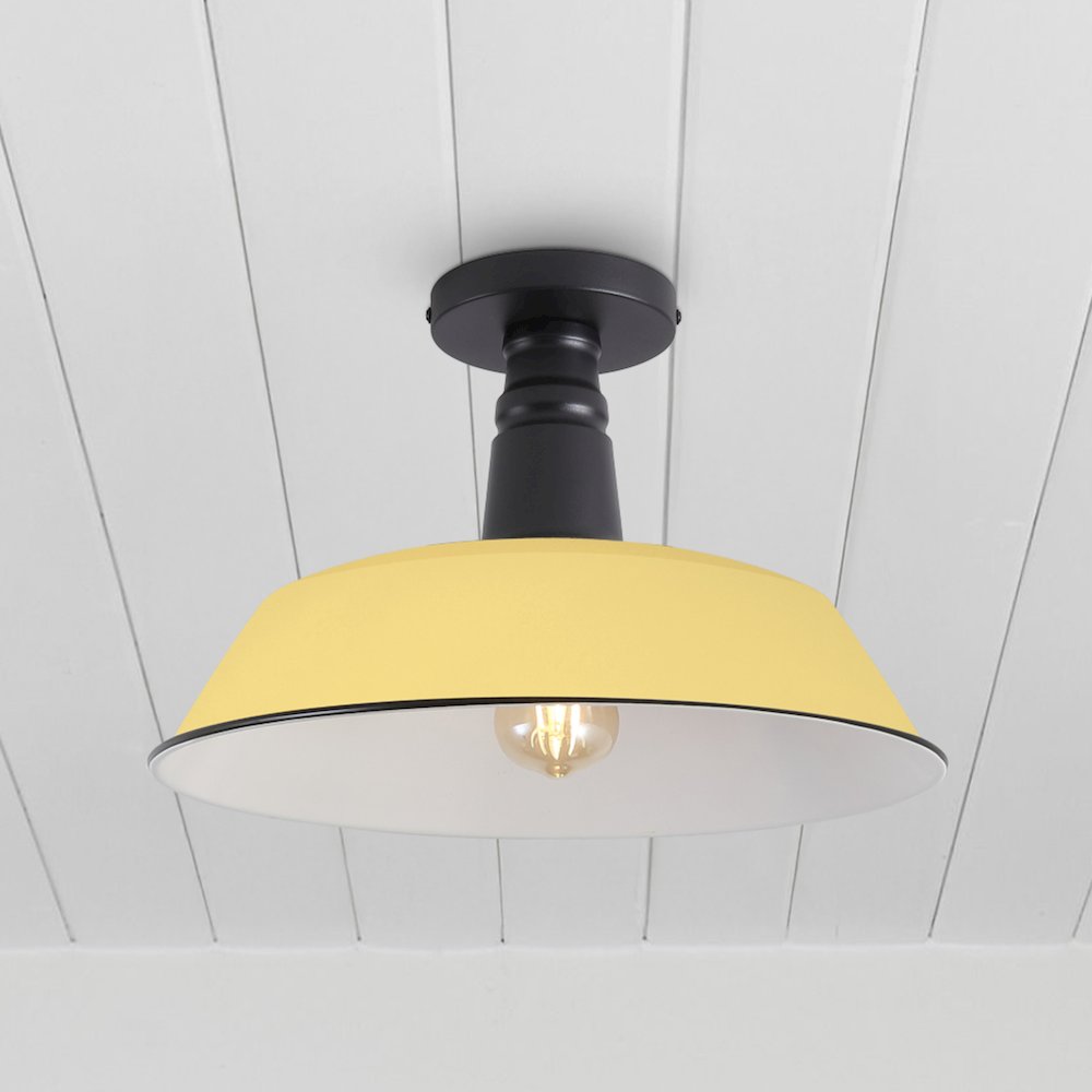 Indoor/Outdoor Iron LED Semi Flush Mount, Matte Yellow
