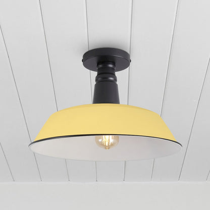 Indoor/Outdoor Iron LED Semi Flush Mount, Matte Yellow