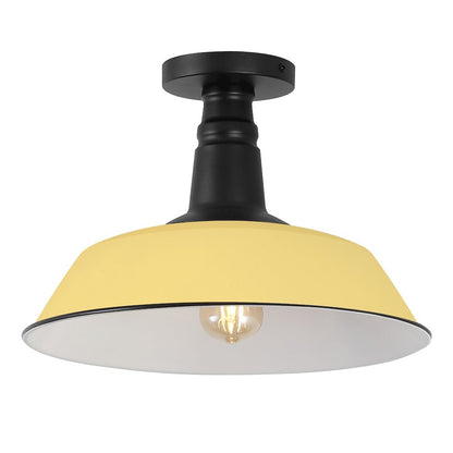 Indoor/Outdoor Iron LED Semi Flush Mount, Matte Yellow