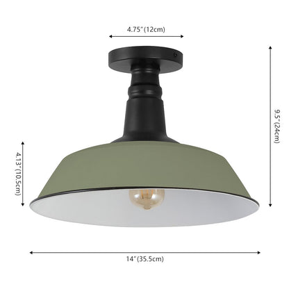 Indoor/Outdoor Iron LED Semi Flush Mount, Matte Olive Green