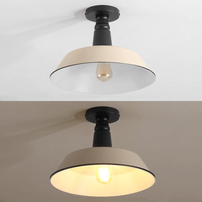 Indoor/Outdoor Iron LED Semi Flush Mount, Matte Almond