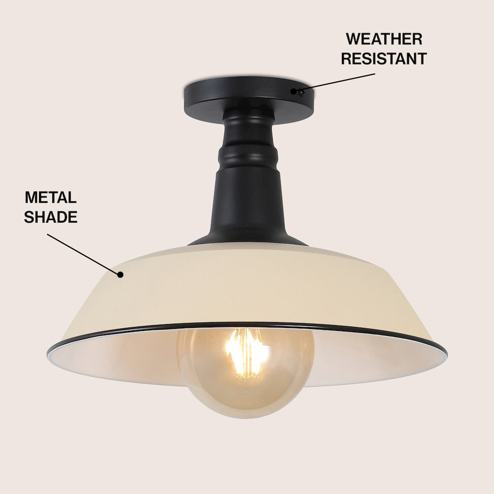 Indoor/Outdoor Iron LED Semi Flush Mount, Matte Almond