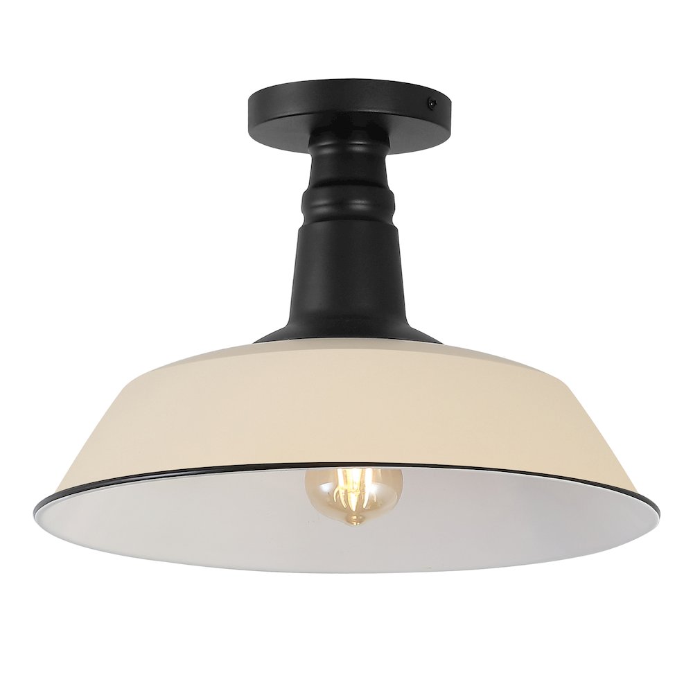 Indoor/Outdoor Iron LED Semi Flush Mount, Matte Almond