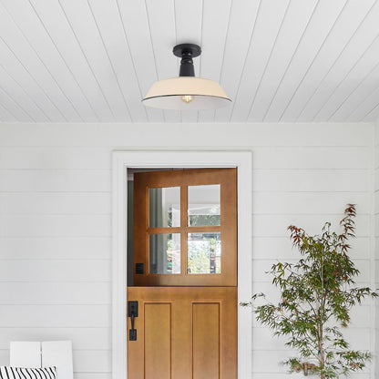 Indoor/Outdoor Iron LED Semi Flush Mount, Matte Almond