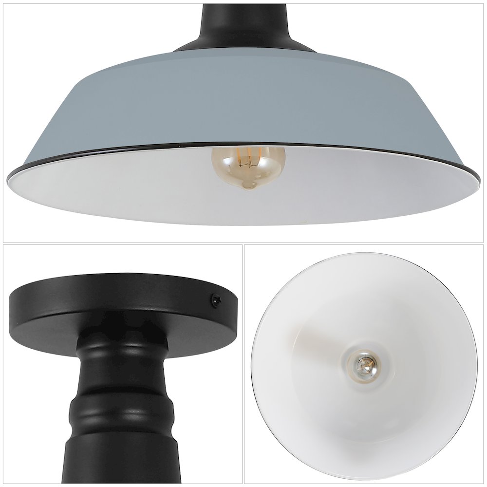 Indoor/Outdoor Iron LED Semi Flush Mount, Matte Silver Blue