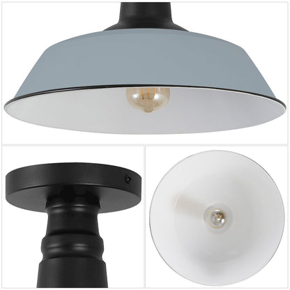 Indoor/Outdoor Iron LED Semi Flush Mount, Matte Silver Blue