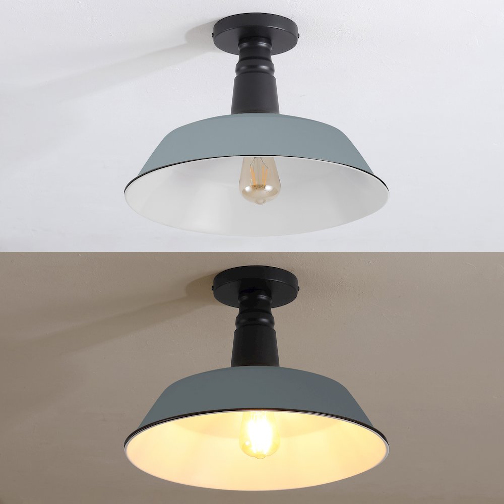 Indoor/Outdoor Iron LED Semi Flush Mount, Matte Silver Blue