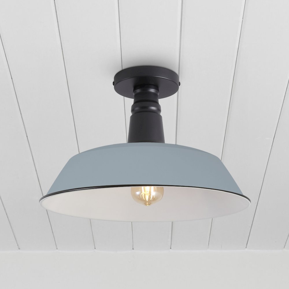 Indoor/Outdoor Iron LED Semi Flush Mount, Matte Silver Blue