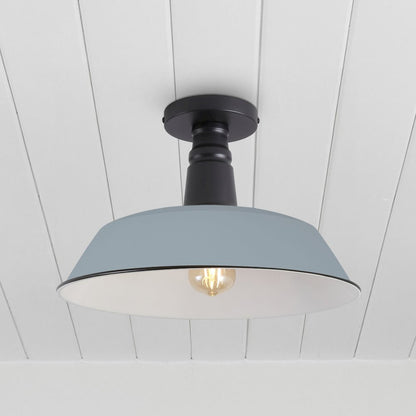 Indoor/Outdoor Iron LED Semi Flush Mount, Matte Silver Blue