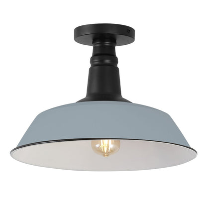 Indoor/Outdoor Iron LED Semi Flush Mount, Matte Silver Blue