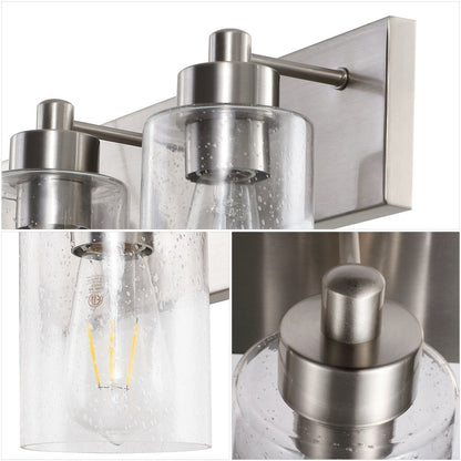Irving 36" 5-Light Seeded Glass/Iron Modern LED Vanity Light, Nickel