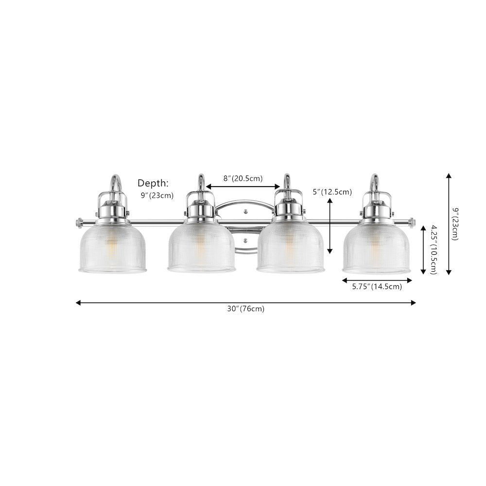Virginia 4-Light Metal/Glass Led Vanity Light