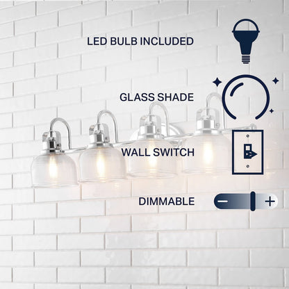 Virginia 4-Light Metal/Glass Led Vanity Light