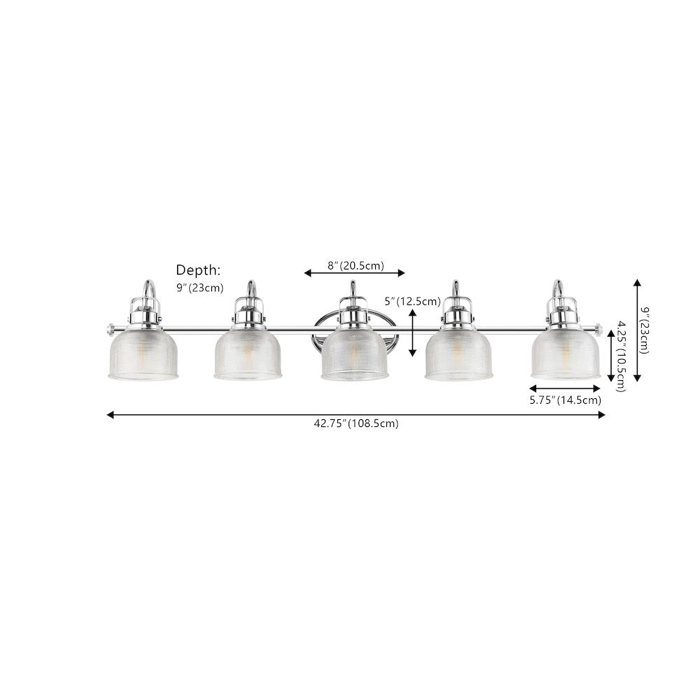 Virginia 5-Light Metal/Glass Led Vanity Light