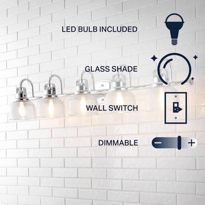 Virginia 5-Light Metal/Glass Led Vanity Light