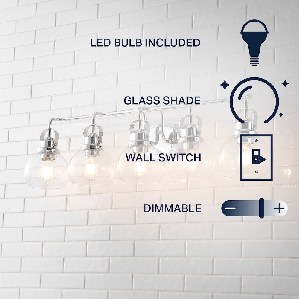Shirley 5-Light Metal/Seeded Glass Vanity Light