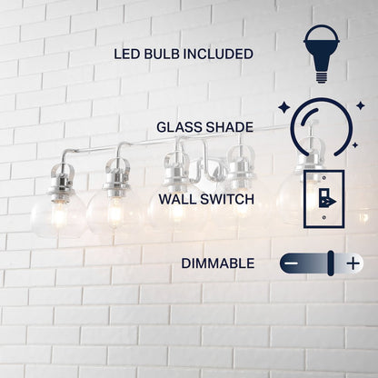 Shirley 5-Light Metal/Seeded Glass Vanity Light