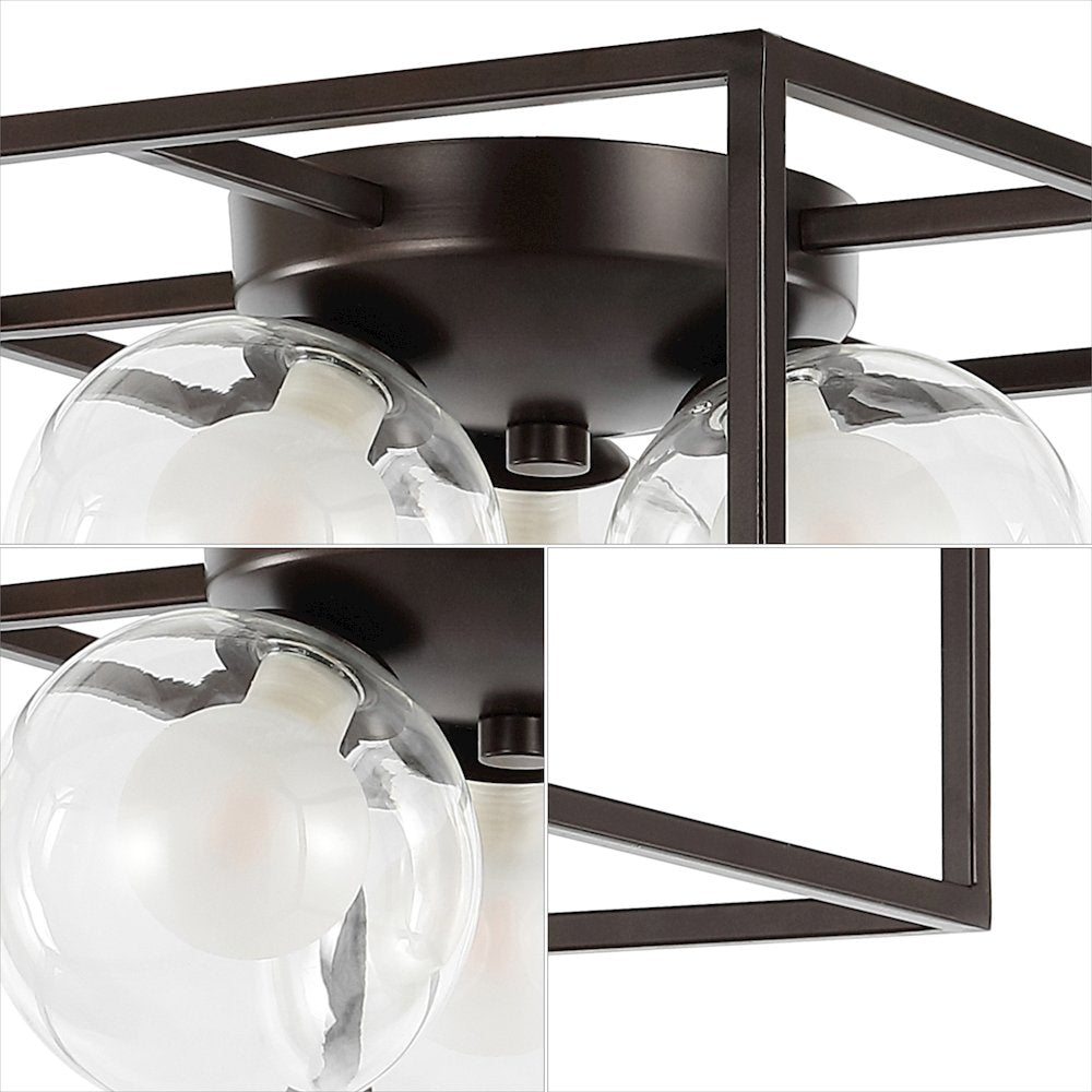 Kyle 3-Light Modern Farmhouse Metal/Iron Open-Caged Led Flush Mount