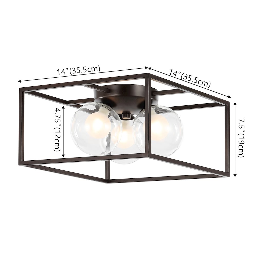 Kyle 3-Light Modern Farmhouse Metal/Iron Open-Caged Led Flush Mount