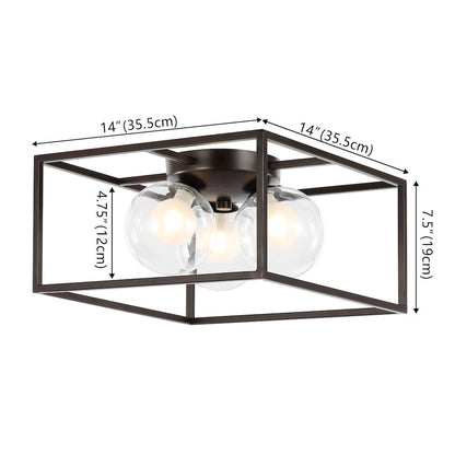 Kyle 3-Light Modern Farmhouse Metal/Iron Open-Caged Led Flush Mount