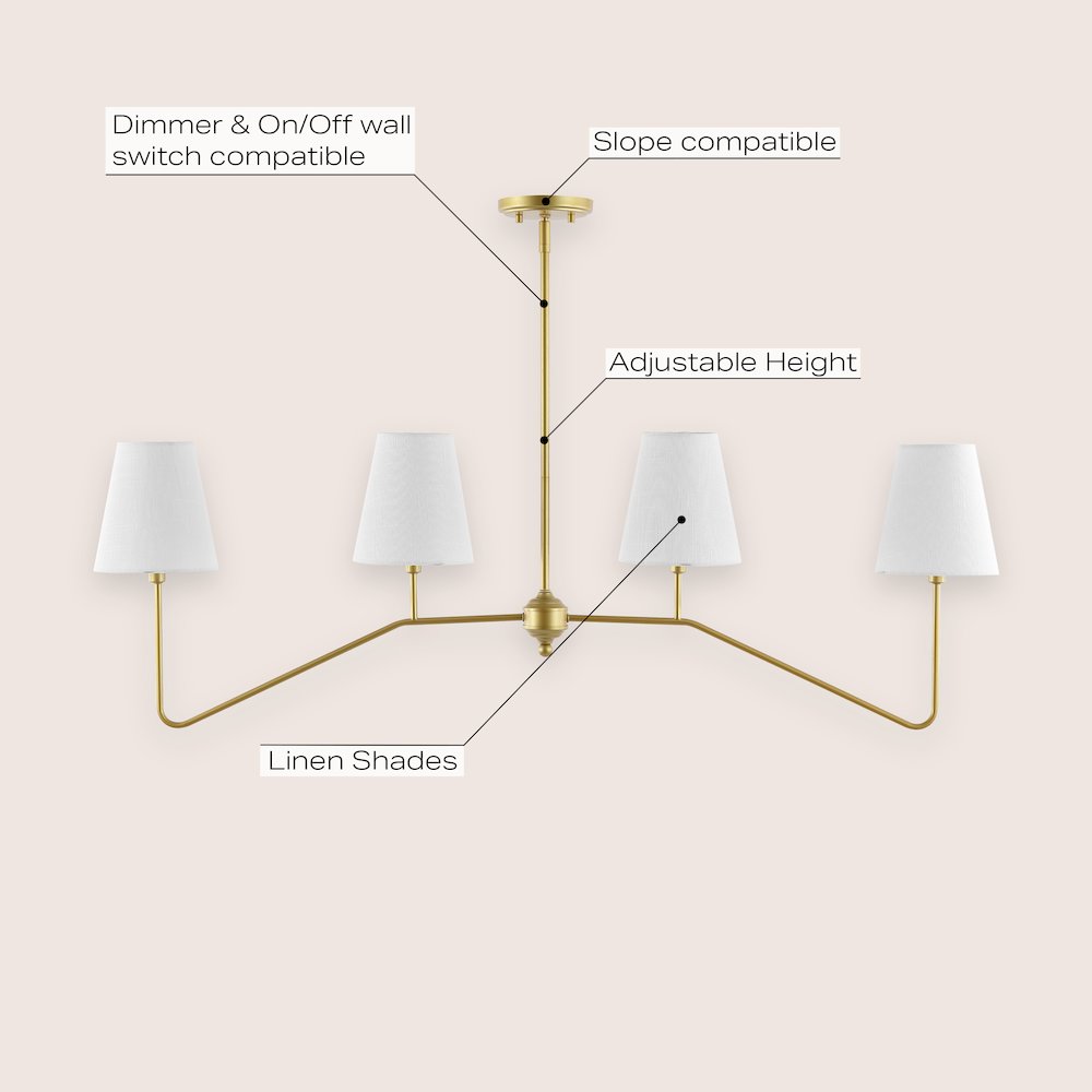 Signe 4-Light Classic Minimalist Iron Linear Led Pendant
