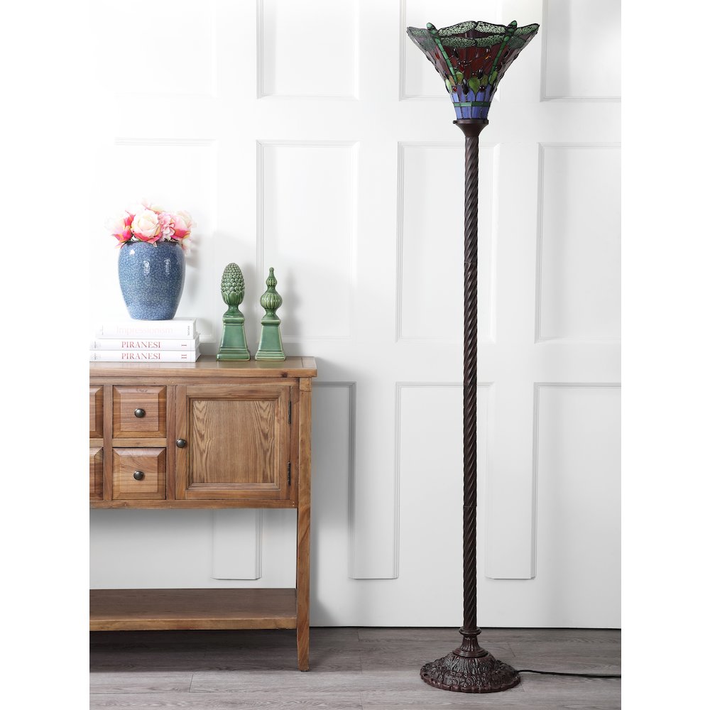 Dragonfly Tiffany Style Torchiere Led Floor Lamp