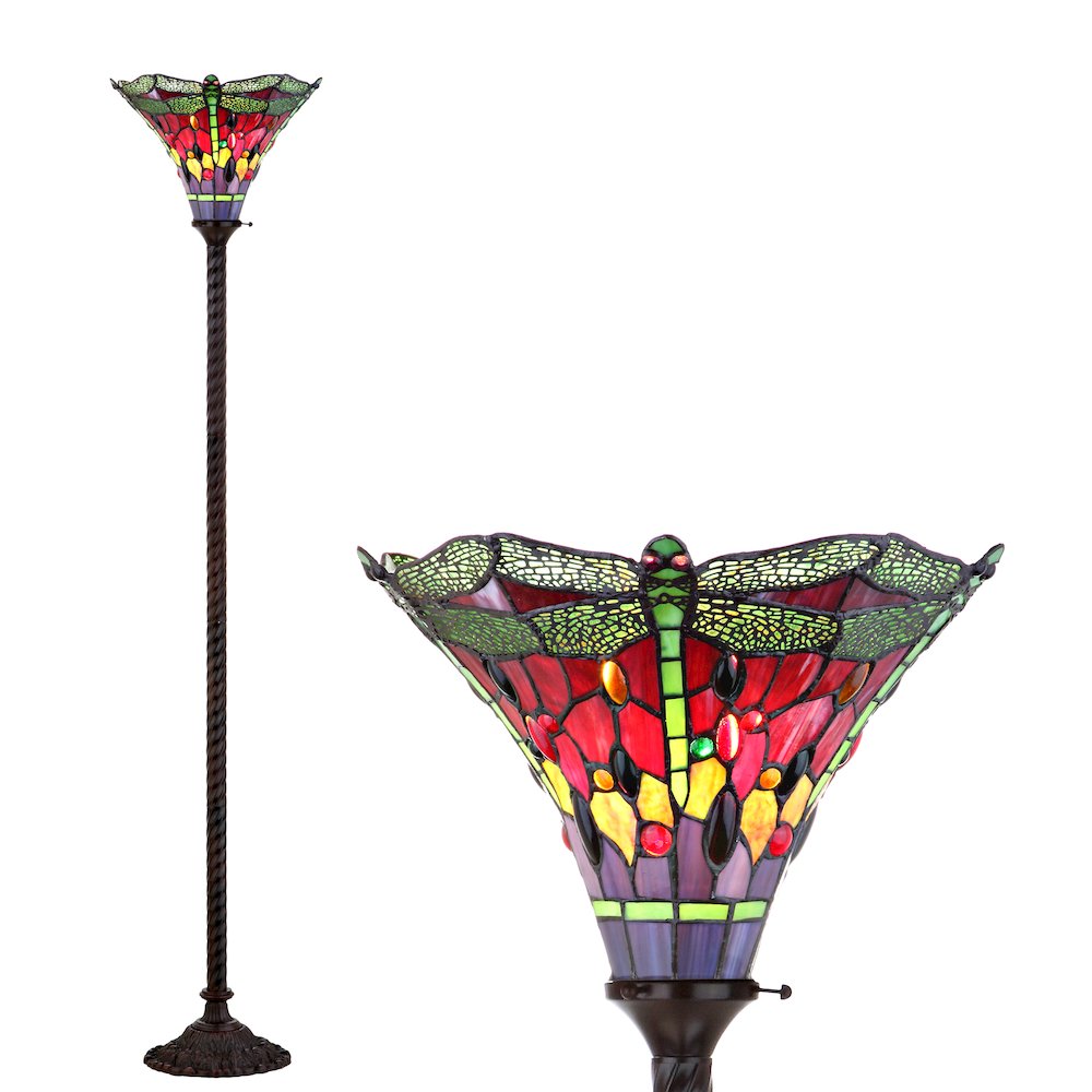 Dragonfly Tiffany Style Torchiere Led Floor Lamp