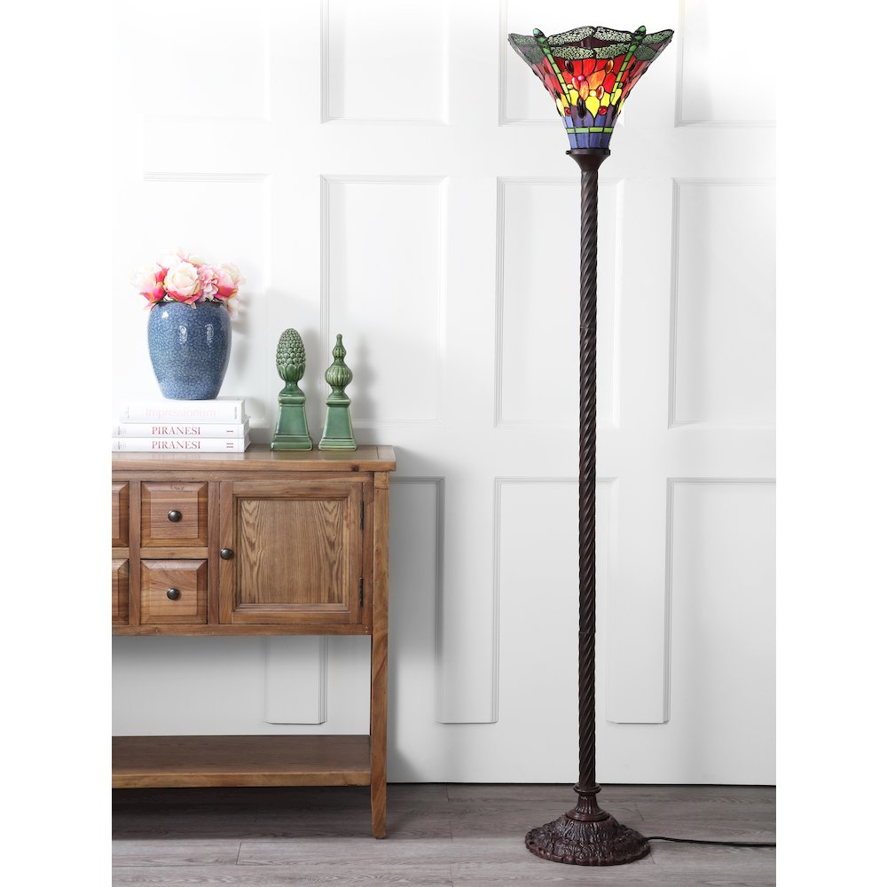 Dragonfly Tiffany Style Torchiere Led Floor Lamp