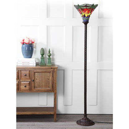 Dragonfly Tiffany Style Torchiere Led Floor Lamp