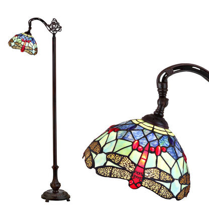 Dragonfly Tiffany Style Arched Led Floor Lamp