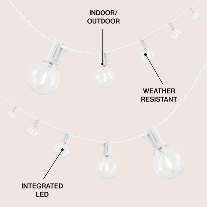 25-Light 25 ft. Rustic Incandescent G40 Bistro Globe Bulb String Lights, White