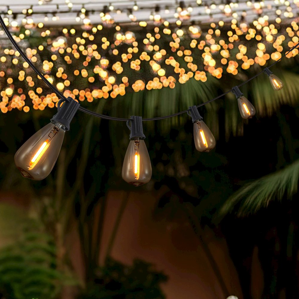 10-Light 10 ft. Rustic Industrial ST38 Clear Bulb String Lights, Black - LED