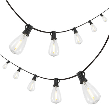 10-Light 10 ft. Rustic Industrial ST38 Clear Bulb String Lights, Black - LED