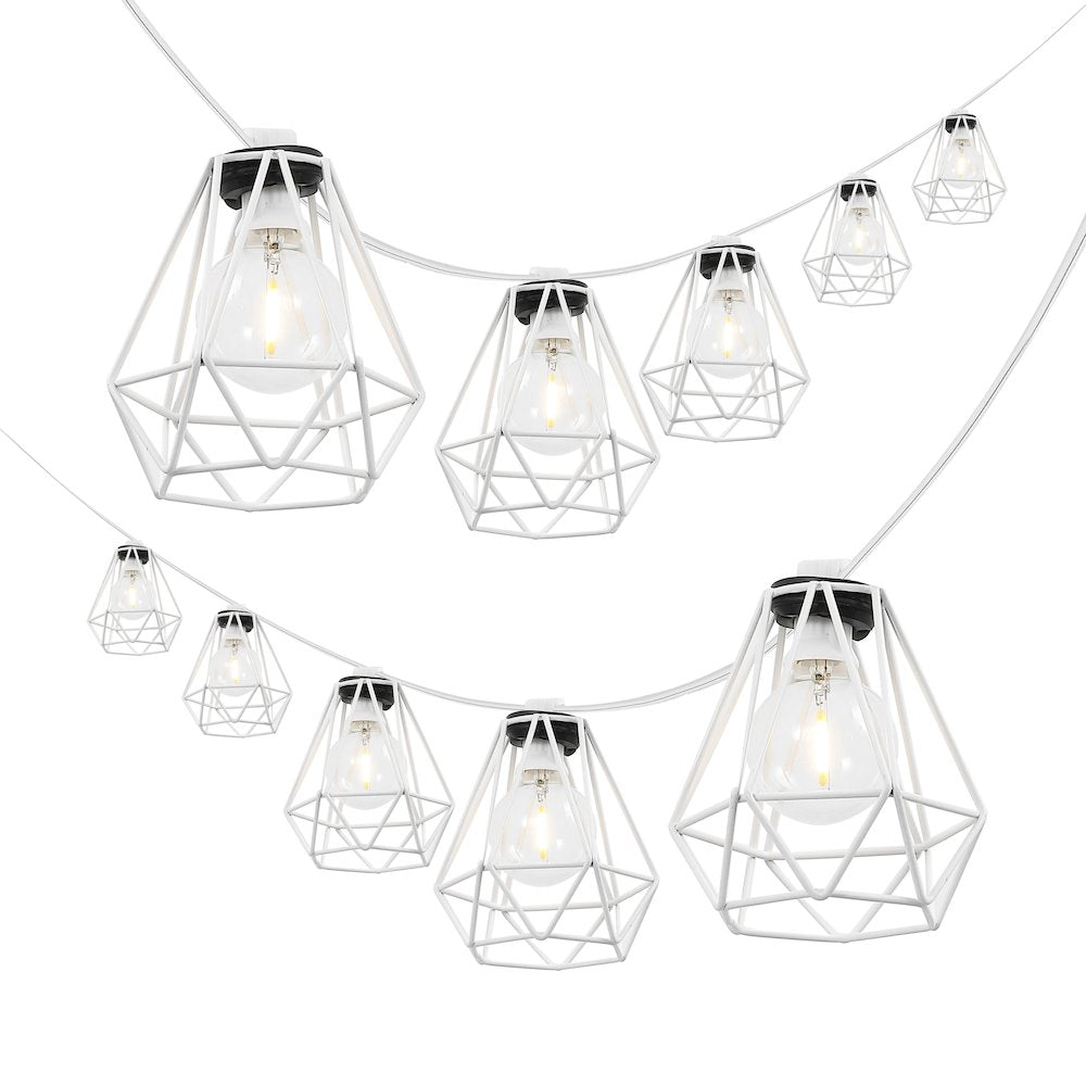 10-Light 10 ft. Transitional Incandescent G40 Diamond Cage String Lights, White