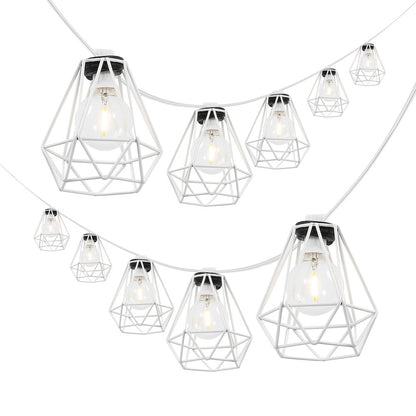 10-Light 10 ft. Transitional Incandescent G40 Diamond Cage String Lights, White