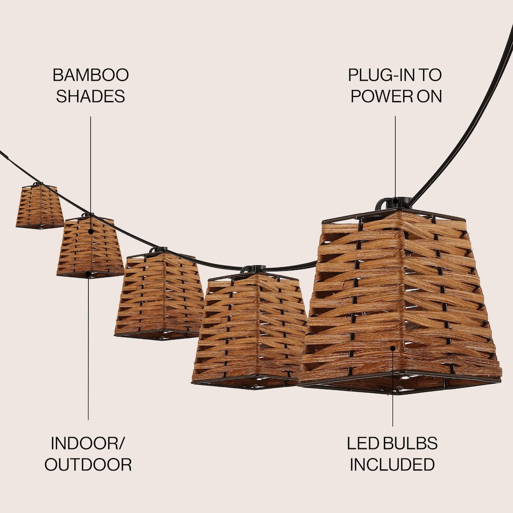 Vintage Incandescent G40 Square Bamboo Shaded String Lights