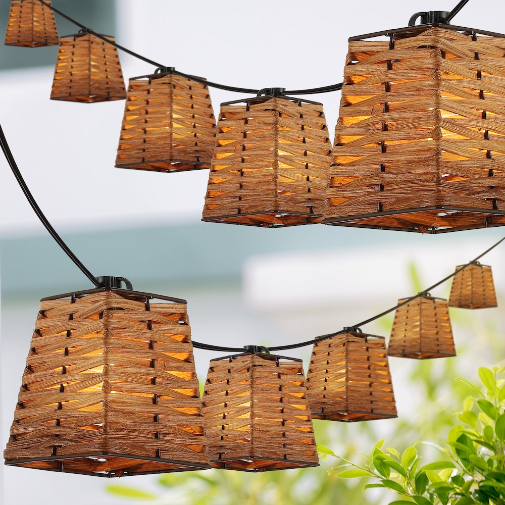 Vintage Incandescent G40 Square Bamboo Shaded String Lights