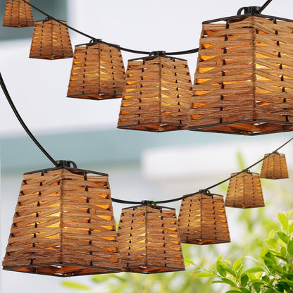 Vintage Incandescent G40 Square Bamboo Shaded String Lights