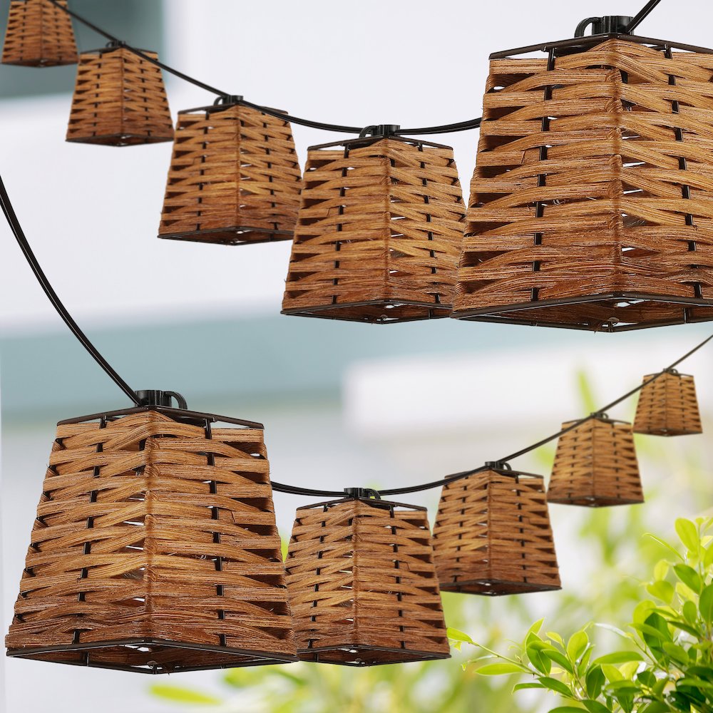 Vintage Incandescent G40 Square Bamboo Shaded String Lights