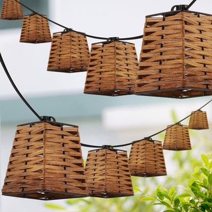 Vintage Incandescent G40 Square Bamboo Shaded String Lights