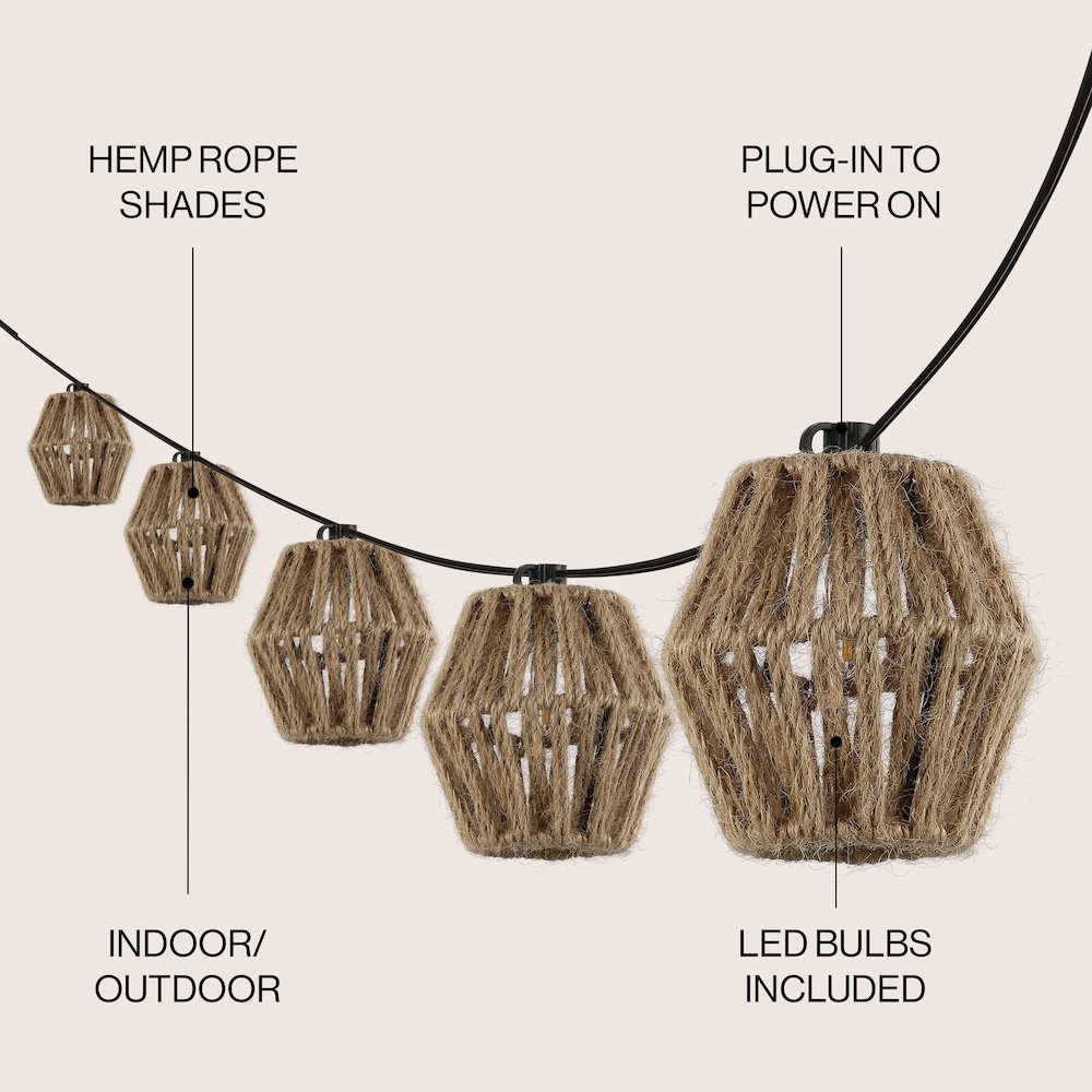 Incandescent C7 Lantern Hemp Rope Shaded String Lights