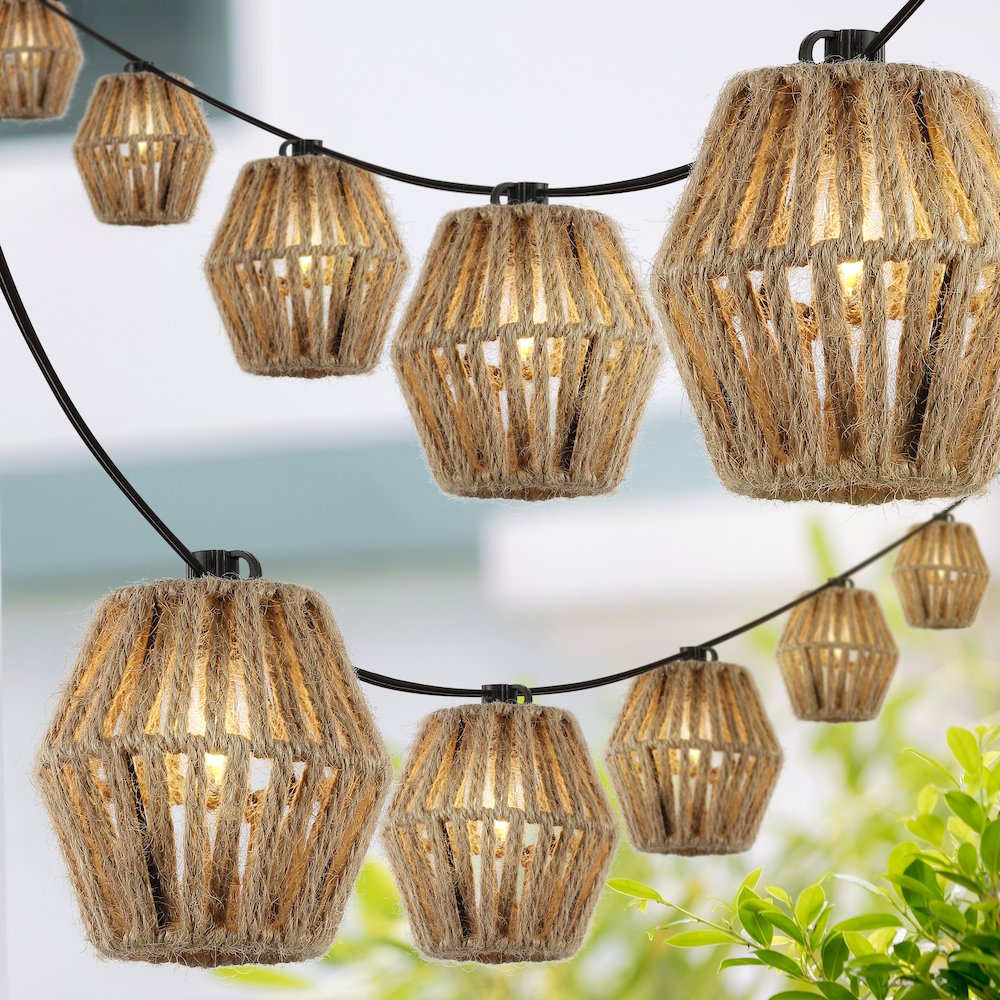 Incandescent C7 Lantern Hemp Rope Shaded String Lights