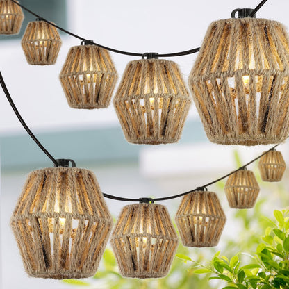 Incandescent C7 Lantern Hemp Rope Shaded String Lights