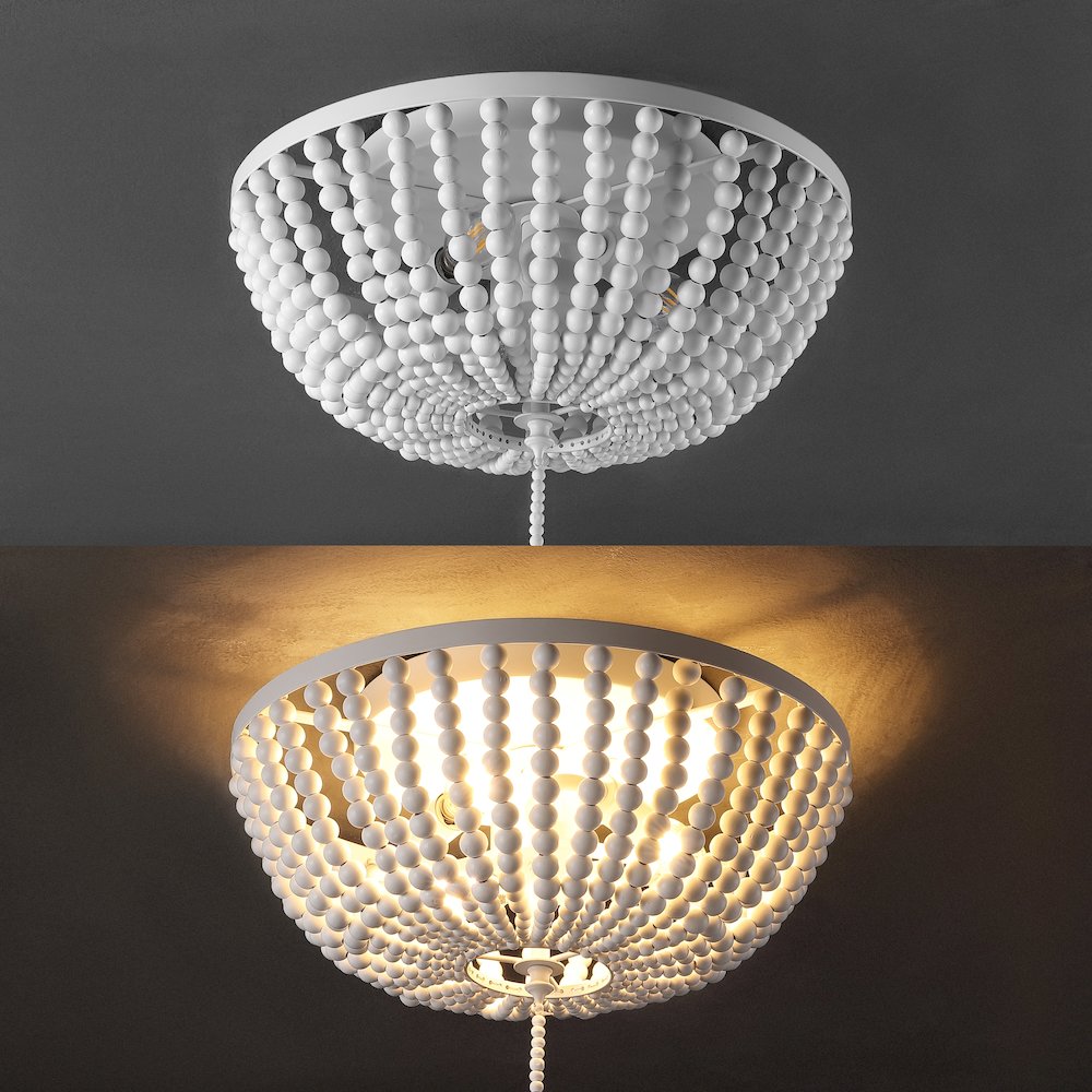 Allison Wood Beaded/Metal Led Flush Mount