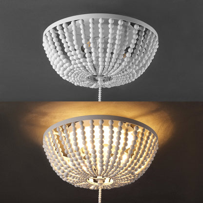 Allison Wood Beaded/Metal Led Flush Mount
